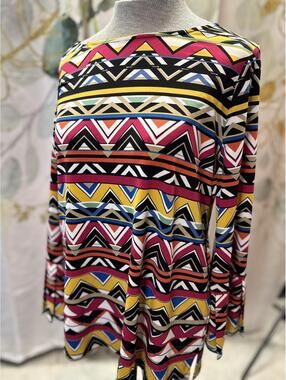 Rafaella S Colorful Geometric Pattern Long Sleeve Top